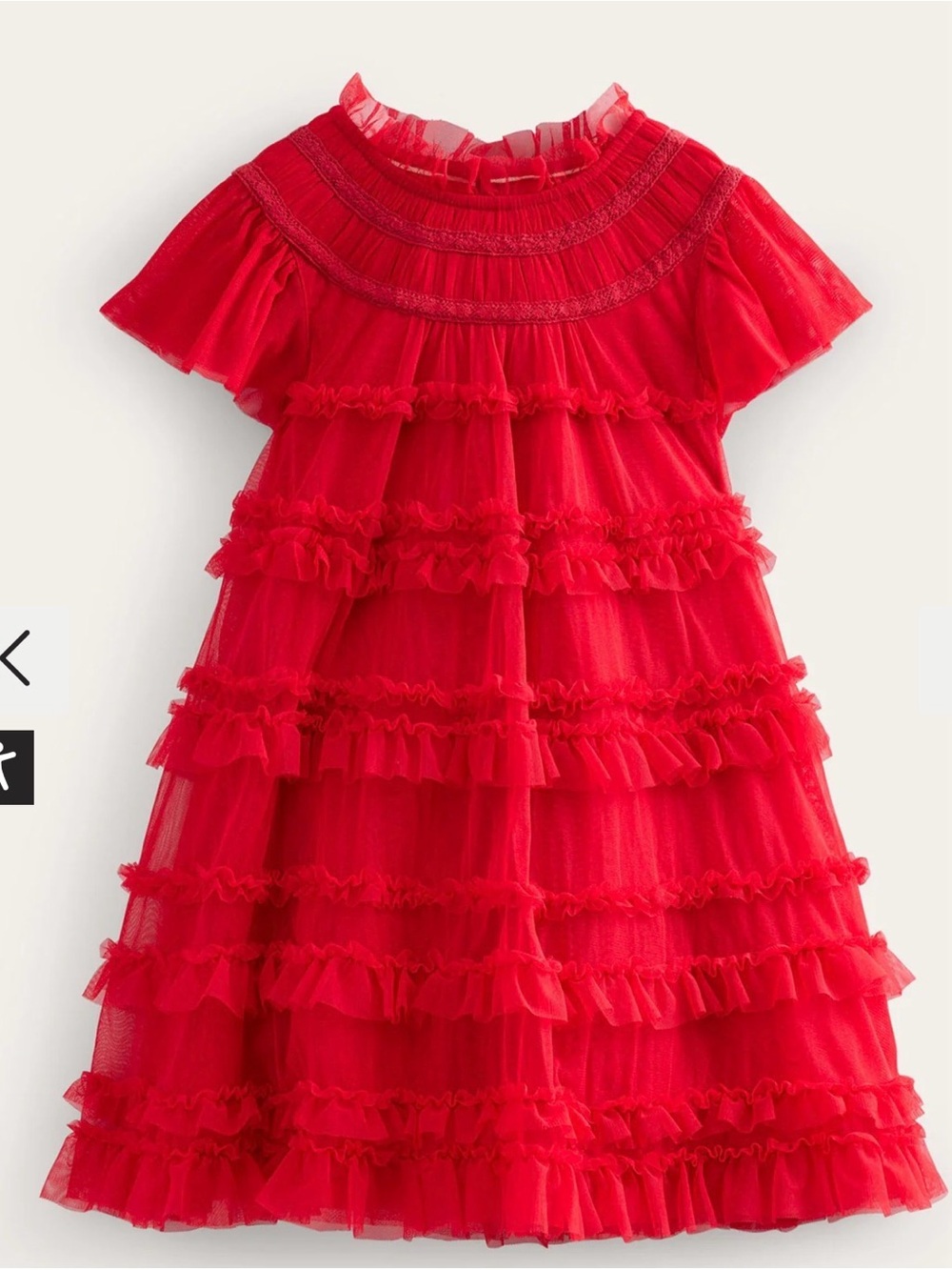 Mini Boden Tulle Red Tiered Dress Royal Red Size 6-7Y
